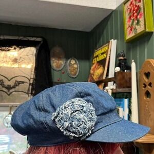 Y2K style denim look newsboy cabbie newsie hat cap Lizzie McGuire bratz